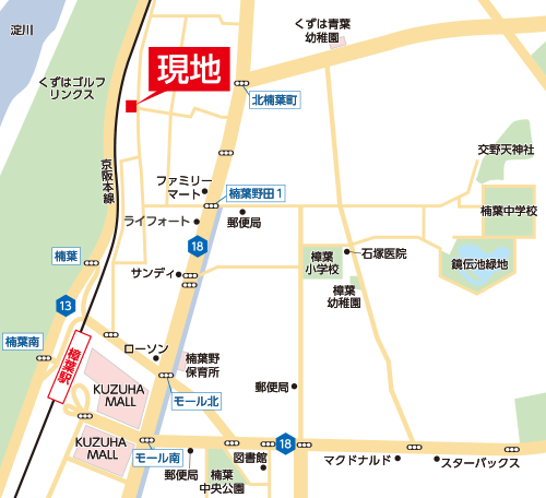 ゆらとぴあ枚方市町楠葉 マップ図